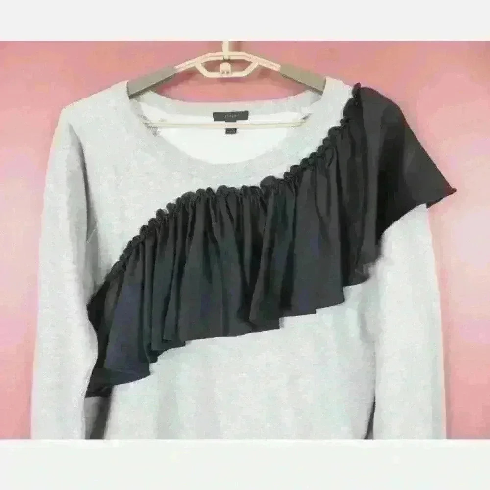 J. Crew Asymmetrical Ruffle Sweatshirt - Picture 7 of 10